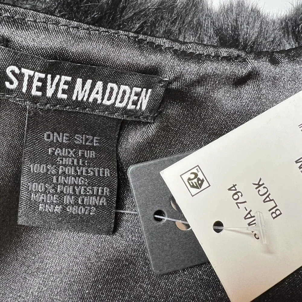 Steve Madden Black Faux Fur Collar New‎